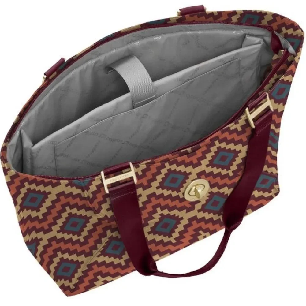 Baggallini Alberta Travel Tote Gold Hardware, Aztec Print In Berry